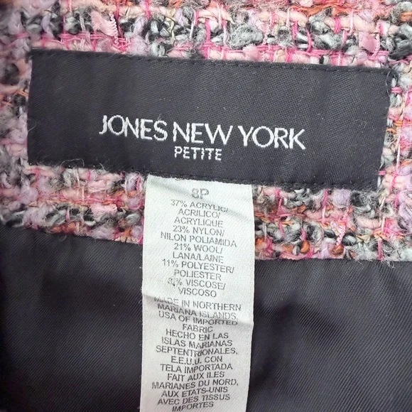 Jones New York Pink Tweed Button Up Blazer Petite - Picture 6 of 8